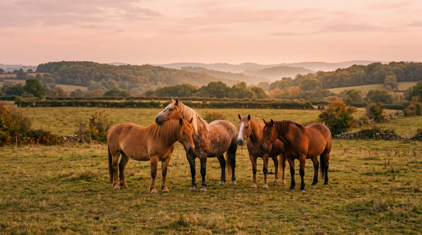 Les chevaux du Centre équestre des Lacs de Haute-Charente en liberté, Charente
